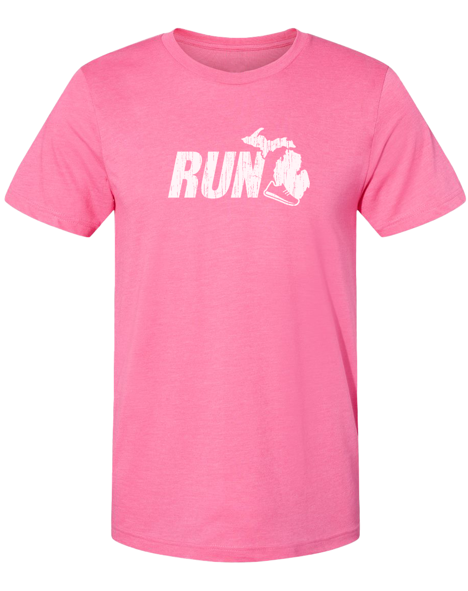 Run Michigan Unisex T-Shirt: Heather Lake Blue / XXL