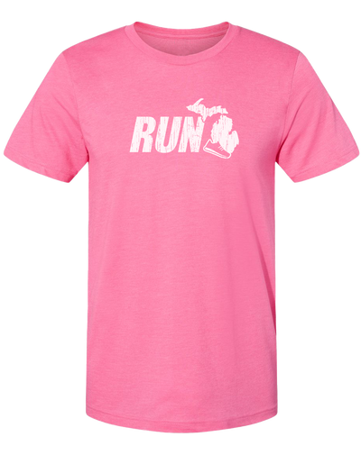 Run Michigan Unisex T-Shirt: Heather Lake Blue / XXL