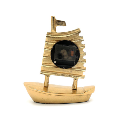 Decorative Table Clock with Gold Polished in Boat Shape-Desk