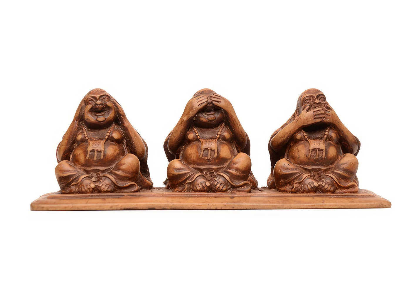 Trio Of Teachings Laughing Buddha Resin Statue