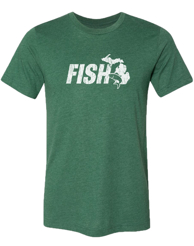 Fish Michigan Unisex T-Shirt: Dark Heather Grey / XXL