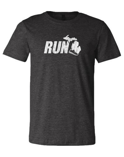 Run Michigan Unisex T-Shirt: Heather Lake Blue / XXL
