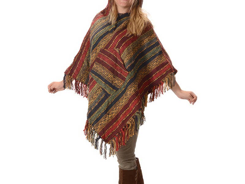 Grateful Dead Bear With Bolt Hand Embroidered Poncho