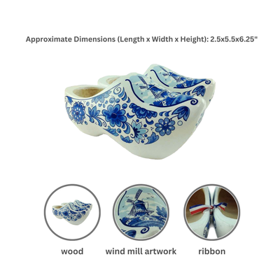 Decorative Dutch Shoe Clogs w/ Windmill Blue and White
