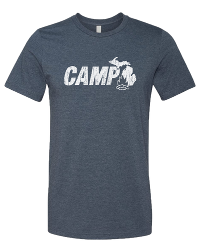 Camp Michigan Unisex T-Shirt: Heather Lake Blue / XXL