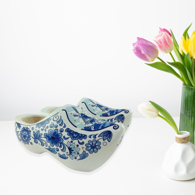 Decorative Dutch Shoe Clogs w/ Windmill Blue and White