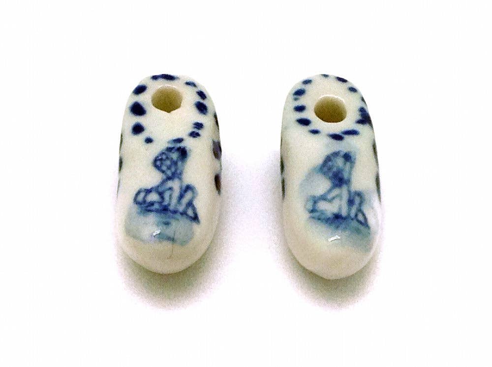 Porcelain Dutch Wooden Shoe Pair For Beads