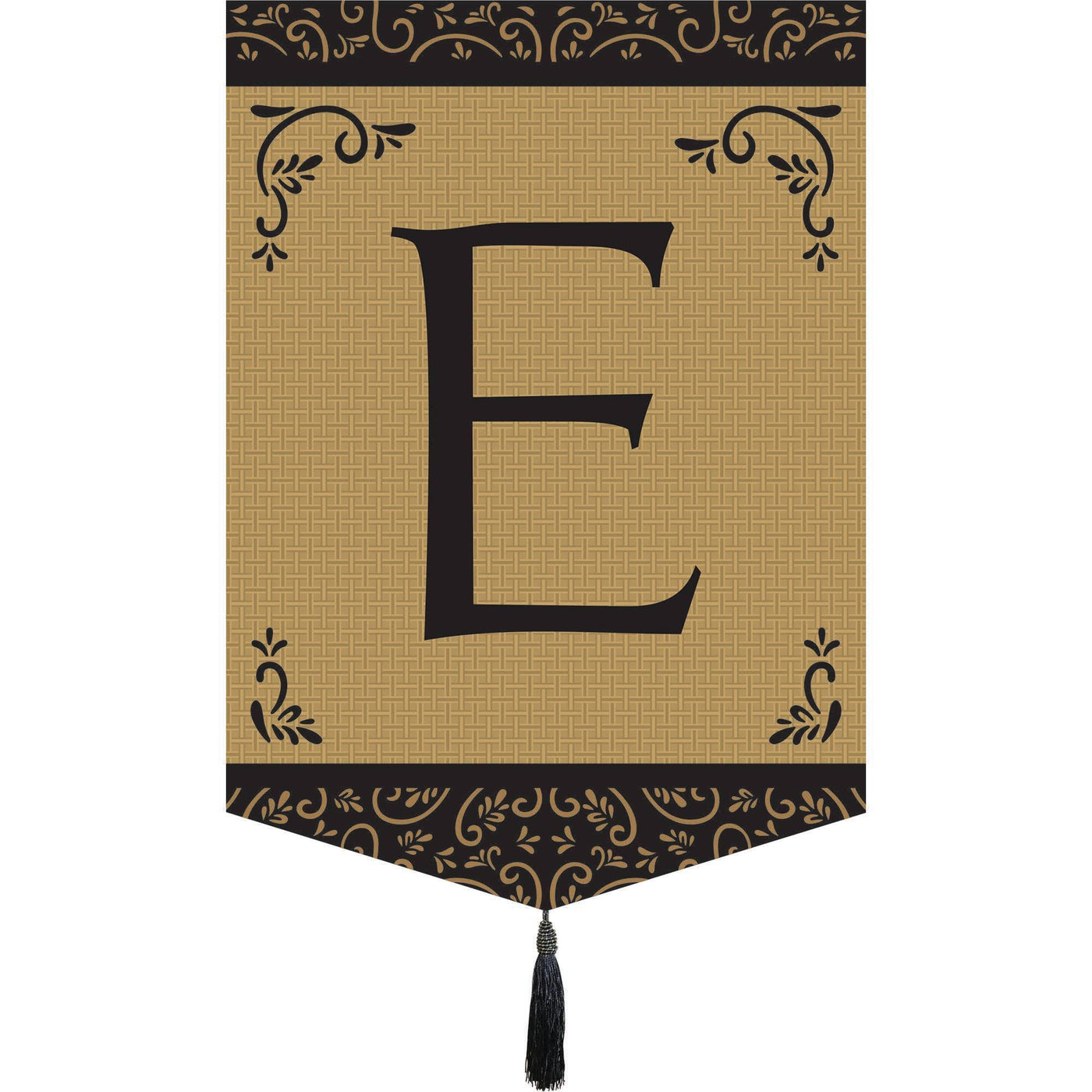 😲 "E" Garden Monogram Tassel Burlap Flag