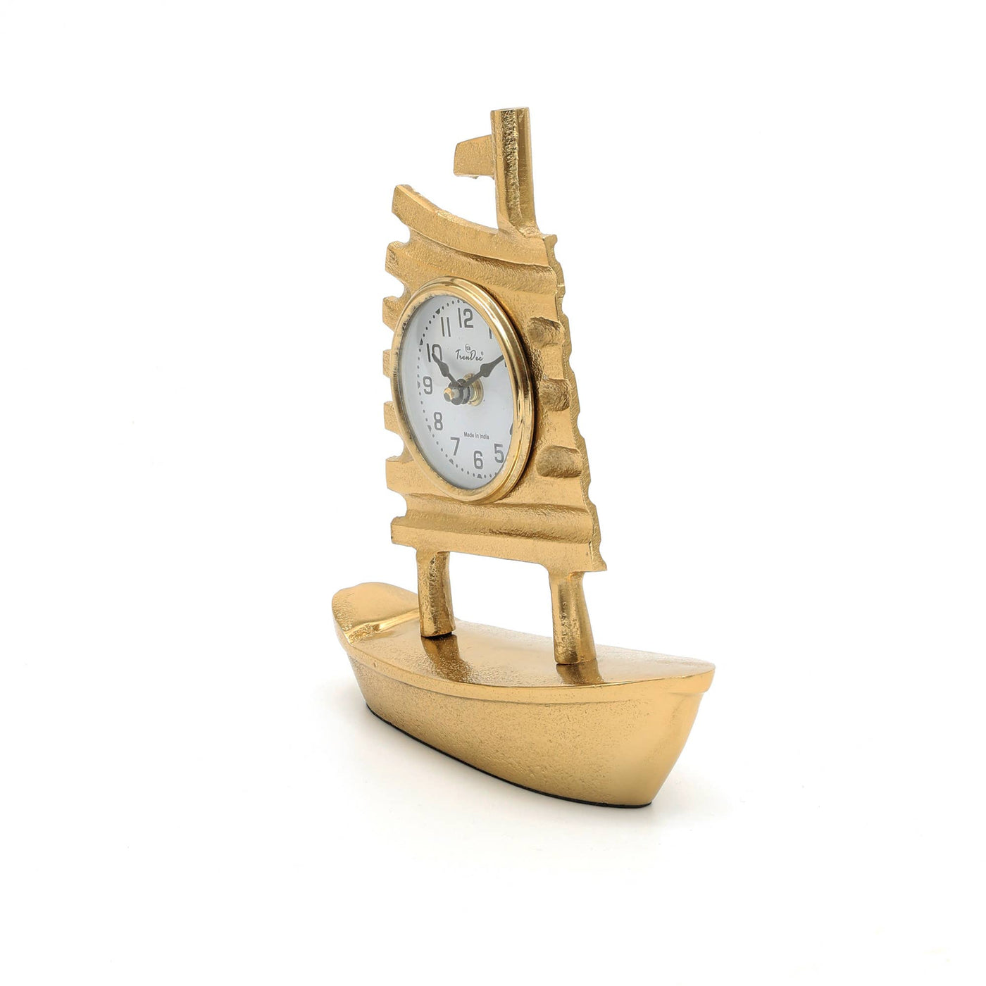 Decorative Table Clock with Gold Polished in Boat Shape-Desk