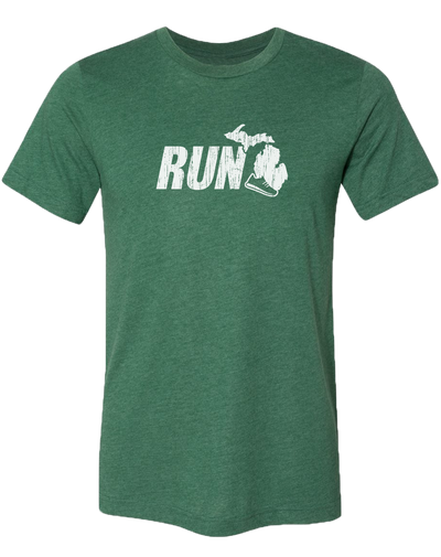 Run Michigan Unisex T-Shirt: Heather Lake Blue / XXL