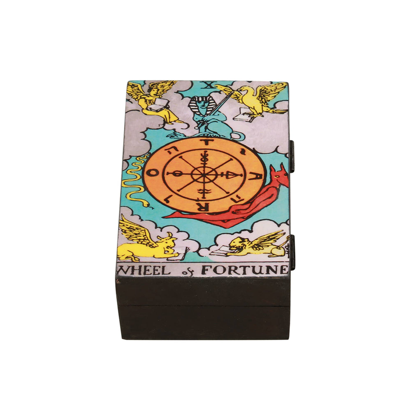 Wooden Tarot Card Box (6 x 4 in.) - Wheel of Fortune