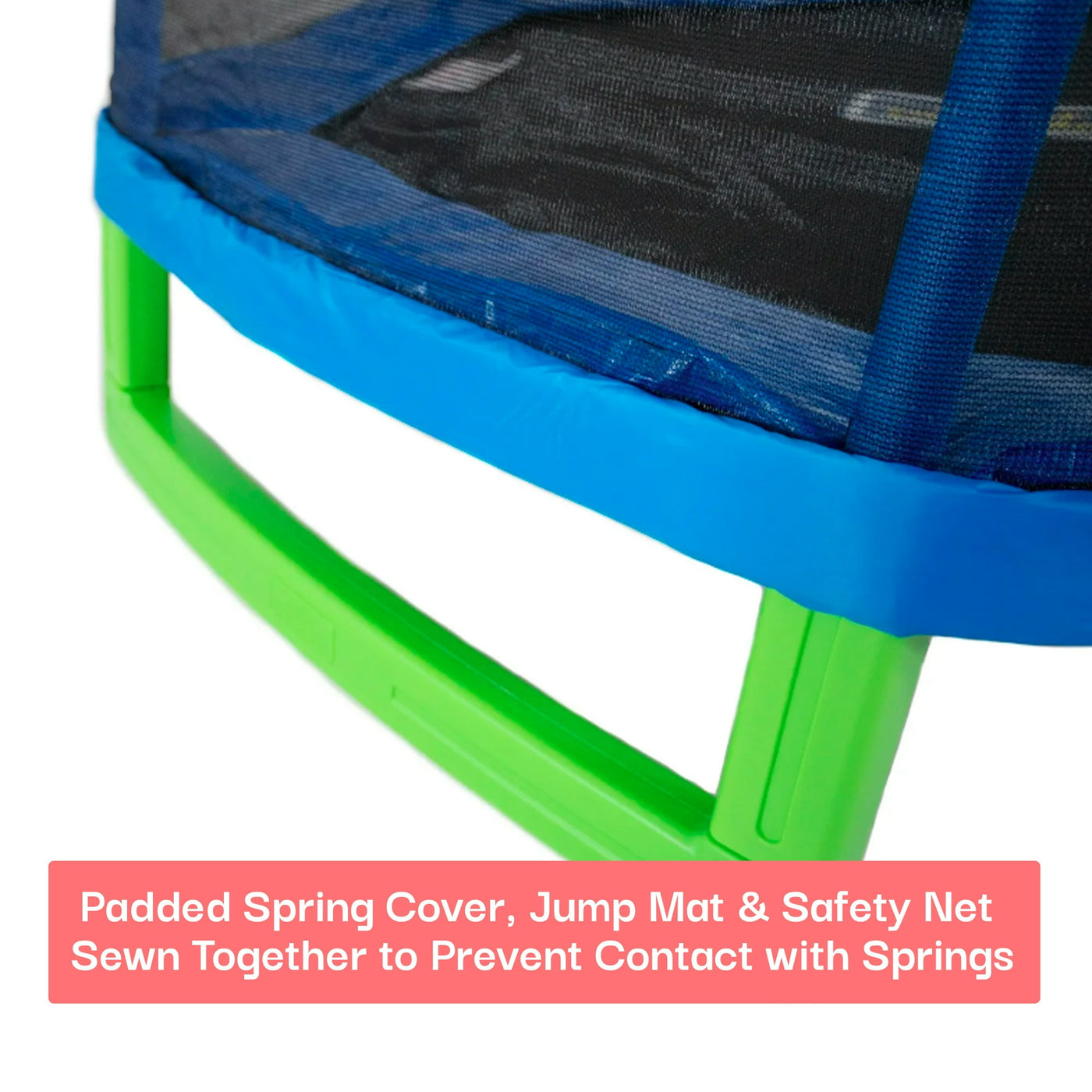 Sportspower Outdoor My First Kids Trampoline with Safety Enclosure Net and Foam Pad, 7FT Round - Blue/Green