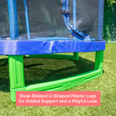 Sportspower Outdoor My First Kids Trampoline with Safety Enclosure Net and Foam Pad, 7FT Round - Blue/Green