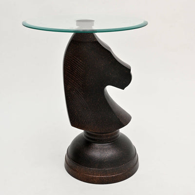Decorative Aluminum Hammered Horse Motif Accent Table-24"