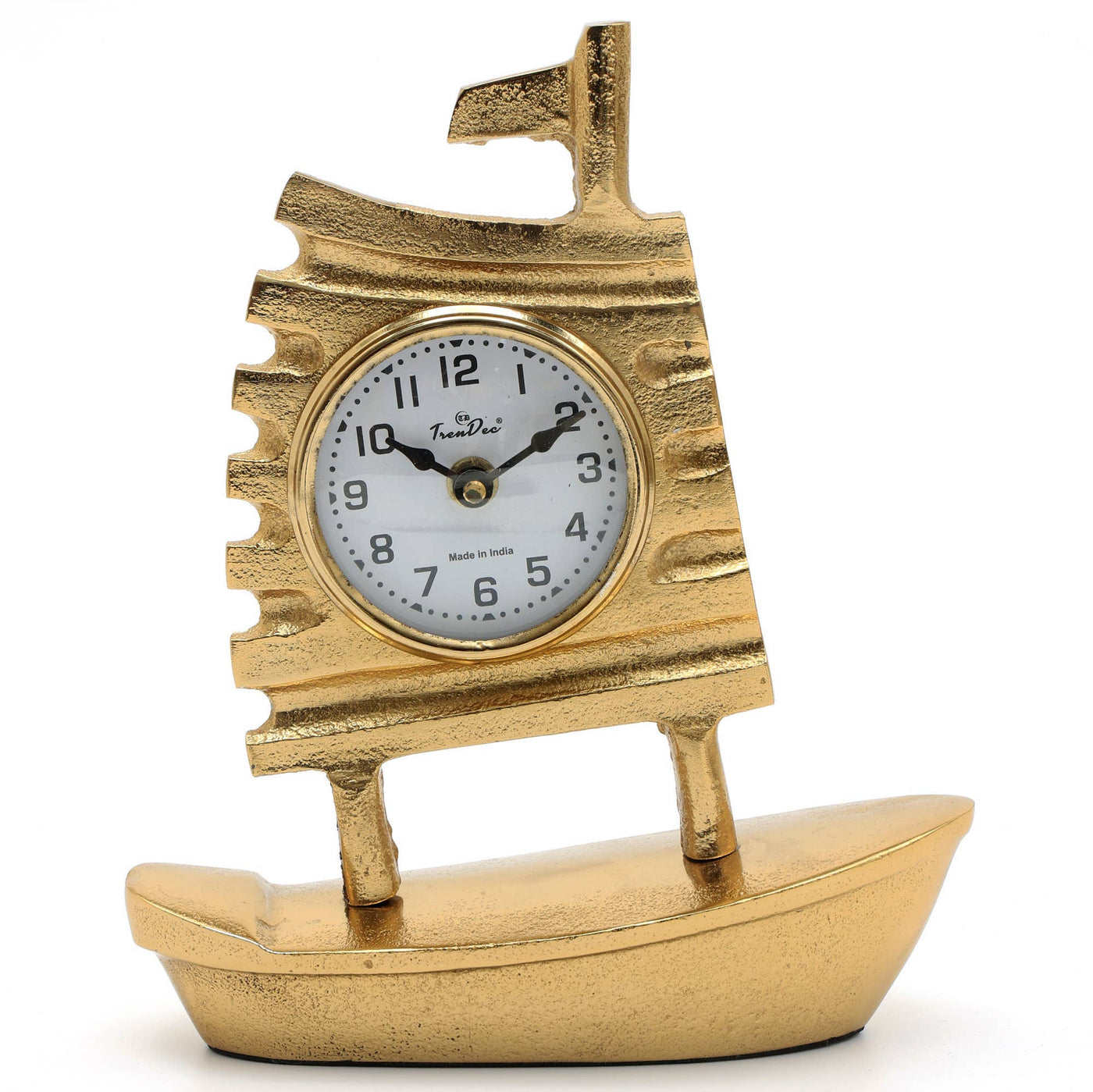 Decorative Table Clock with Gold Polished in Boat Shape-Desk