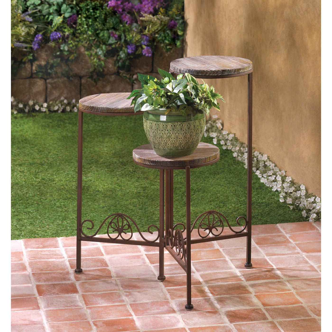 RUSTIC TRIPLE PLANTER STAND
