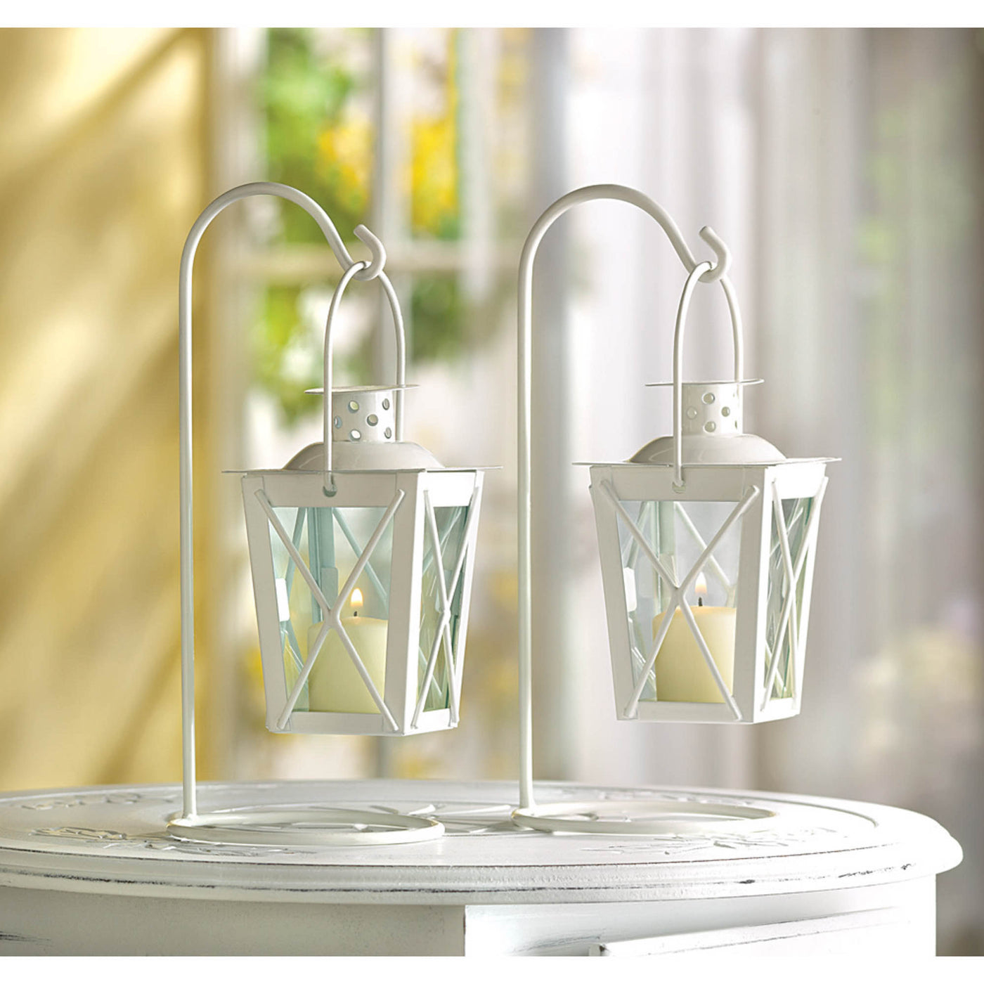 WHITE RAILROAD CANDLE LANTERNS