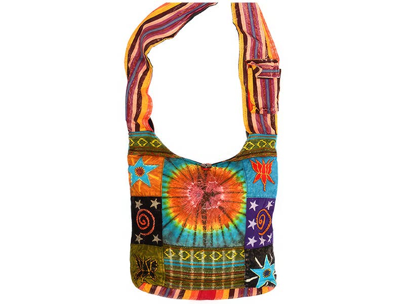 Bohemian Tye Dye and Patchwork Cotton Peddler Bag