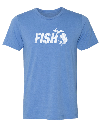 Fish Michigan Unisex T-Shirt: Dark Heather Grey / XXL