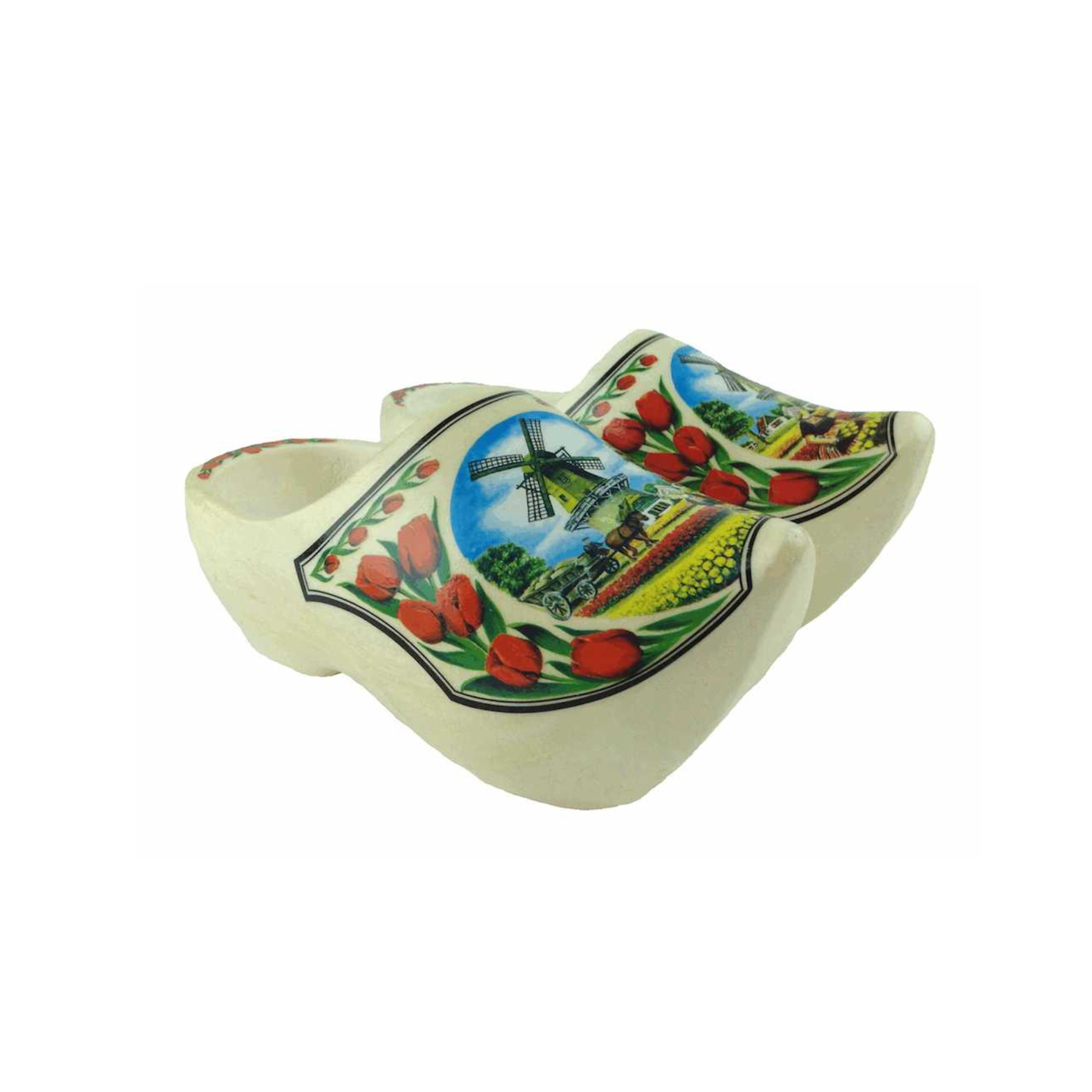 Decorative Dutch Shoe Clogs w/ Windmill and Tulips Design