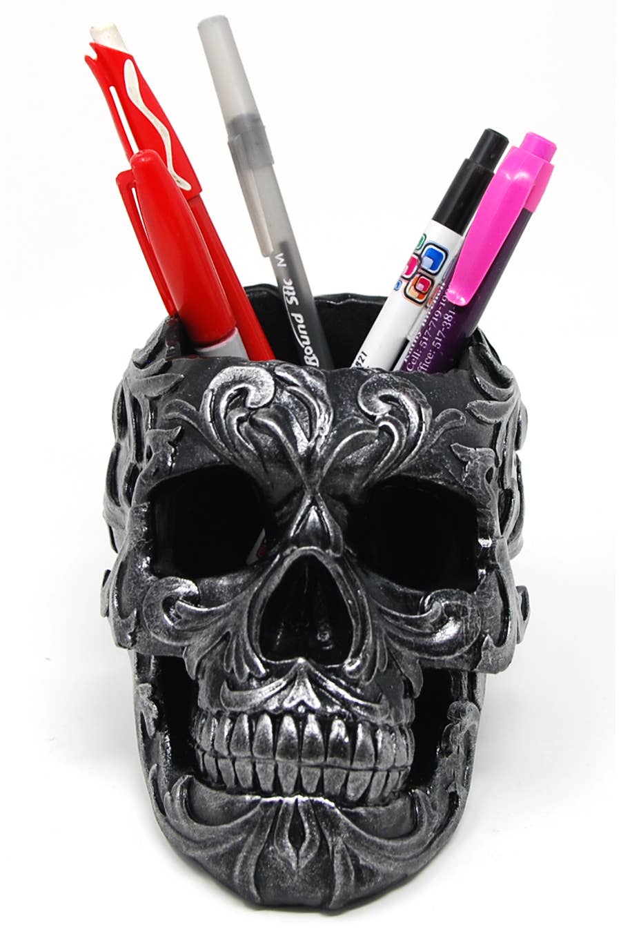 Skull Penholder 4"T