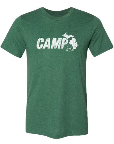 Camp Michigan Unisex T-Shirt: Heather Lake Blue / XXL