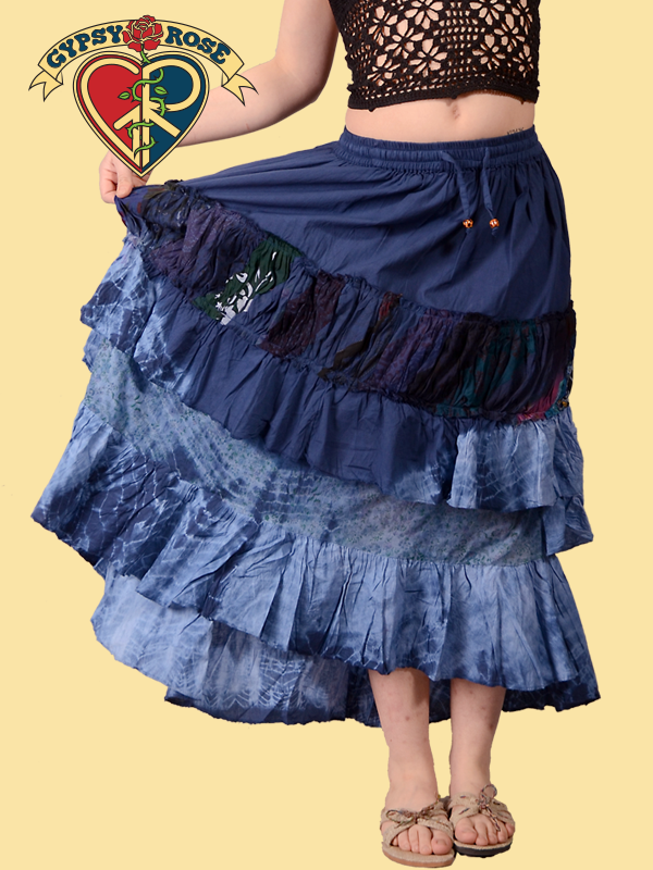 Strut Ur Stuff Tiered & Layered Tye Dye Cotton Skirt