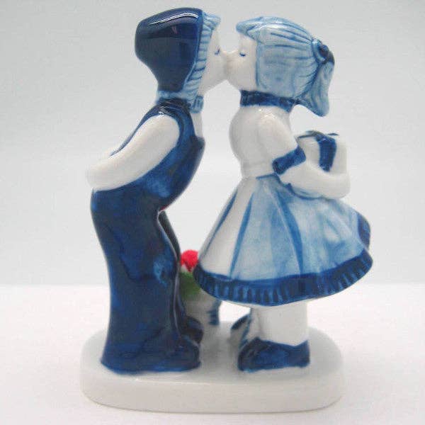Delft Blue Ceramic Kiss with Tulips: Small
