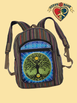 Tree Hand Embroidered Backpack