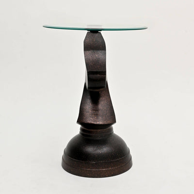 Decorative Aluminum Hammered Horse Motif Accent Table-24"